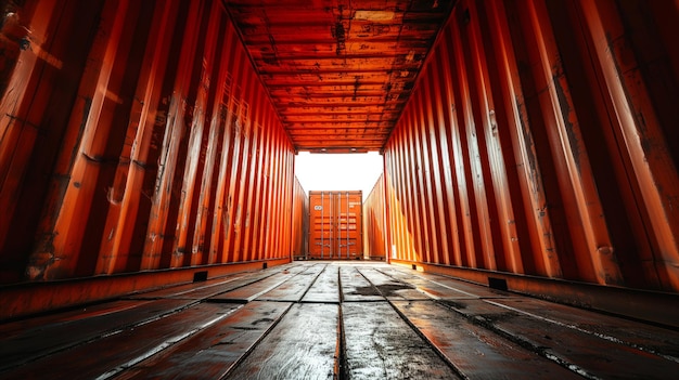 Inside of a Large Cargo Container