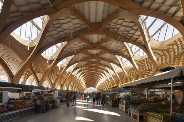 Photo the inside of the market hall