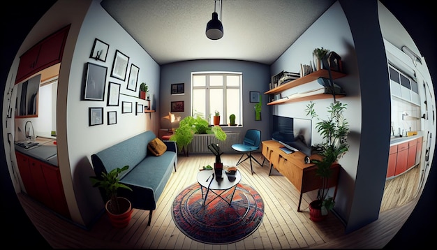 Inside modern domestic room with elegant design generative AI