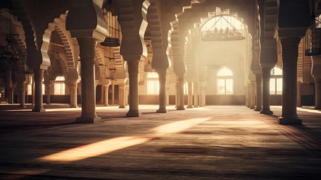 Photo inside of mosque in natural light