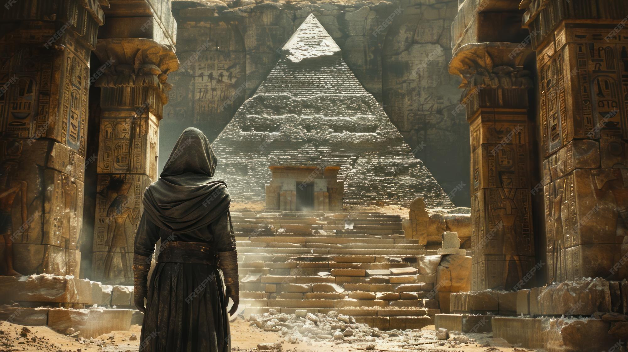 Premium Photo | Inside a pyramids secret chamber an alchemist deciphers