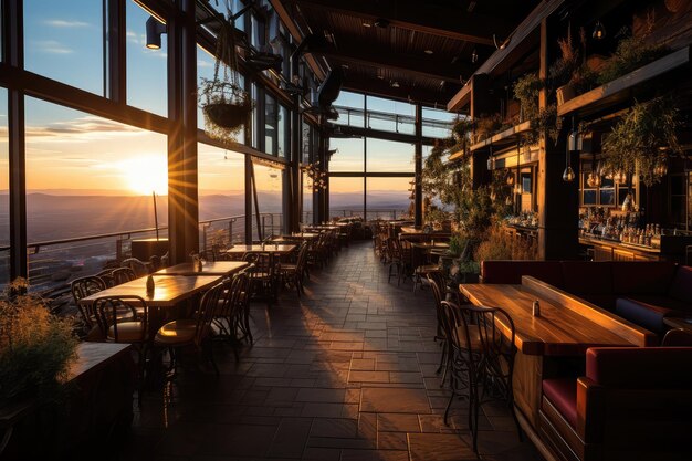 inside restaurant rooftop mountain view professional advertising photography