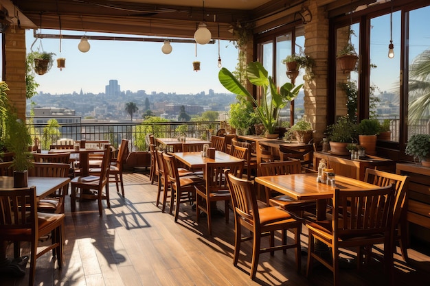 inside restaurant rooftop urban view professional advertising photography