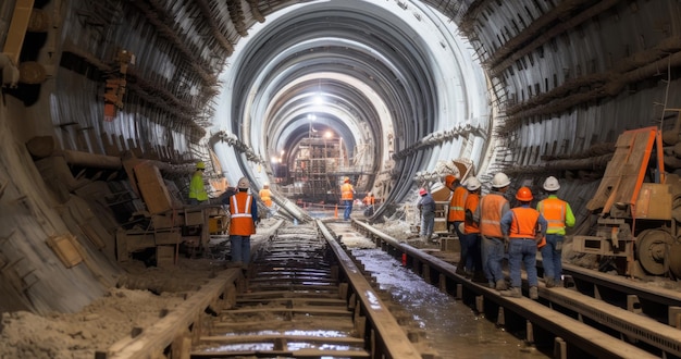 Inside the tunnel for Metro during construction