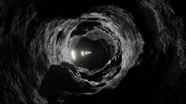 Foto all'interno della grotta di pietra sotterranea sfondo per la pubblicità in scene spaventose e horror.