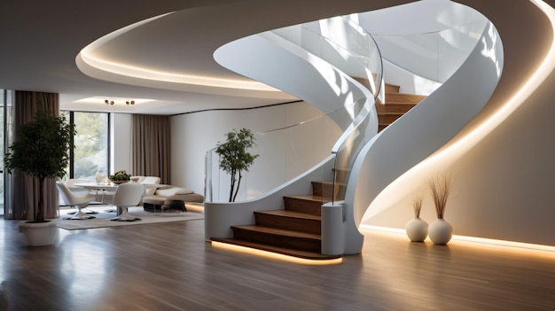 Inside view of a staircase in a modern house