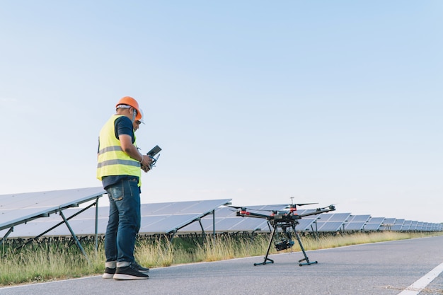 Inspector engineering concept; Engineer inspect solar panel  at solar power plant