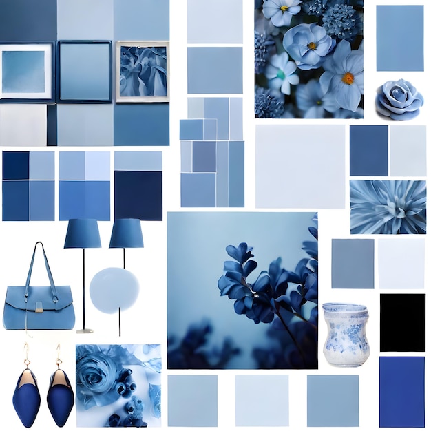 Foto inspiratie van het blauwe humeurbord