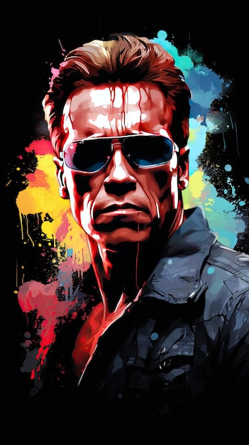 inspiratie van Terminator waterkleur illustratie vector dynamisch behang dynamische bewegende splash zwarte achtergrond