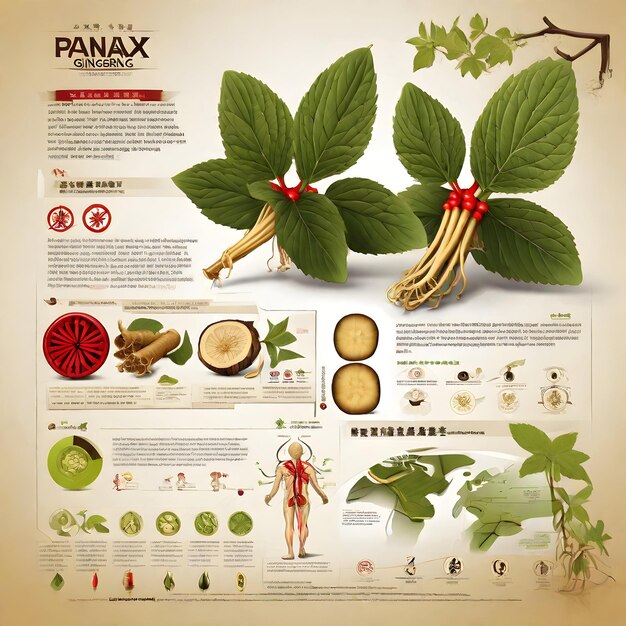 Photo inspiration for an infographic about panax ginseng in 3d