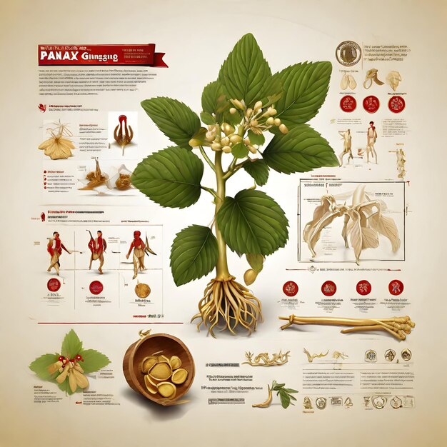 Inspiration for an infographic about Panax ginseng in 3D