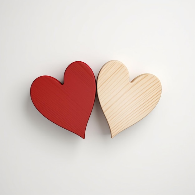 Photo inspirational emblem of valentines day love two woode on white background