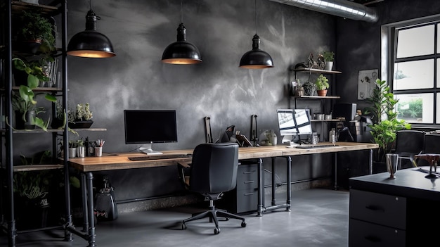 Foto inspirerend kantoorinterieurontwerp industriële stijl kantoor met architectuur met zichtbare buizen generatieve ai aig 31