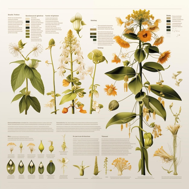 Foto inspirerende illustratie van het infografische concept van de epimedium-plant