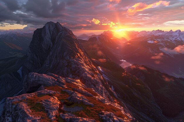 Inspirerende zonsopgang wandelingen naar bergtoppen