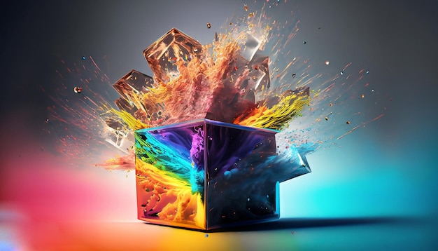 inspiring artistic colorful explosion in a glass Generative AI