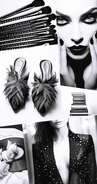 Inspiring fashion mood board Collage with top colors photos Black aesthetic