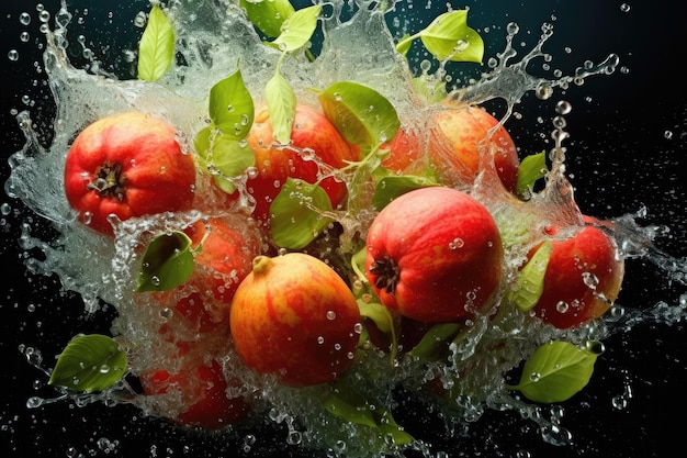 Inspiring Illustration of Splashing Guava Celebrating the Luscious Beauty and Nutritional Power