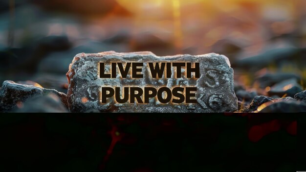 Photo inspiring live with purpose motivation text on abstract blurred background for success concept