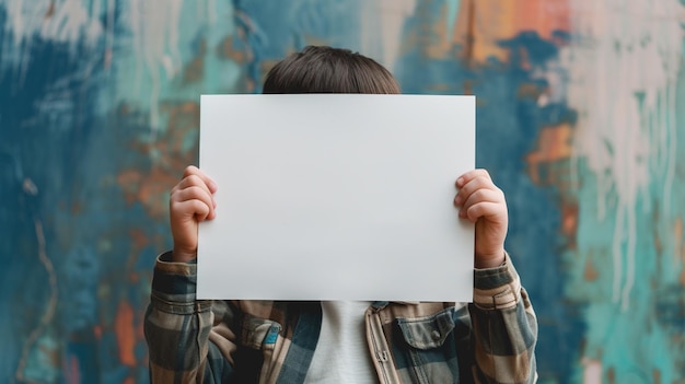 Inspiring Marketing Boy Conveying Empowerment with Empty Card