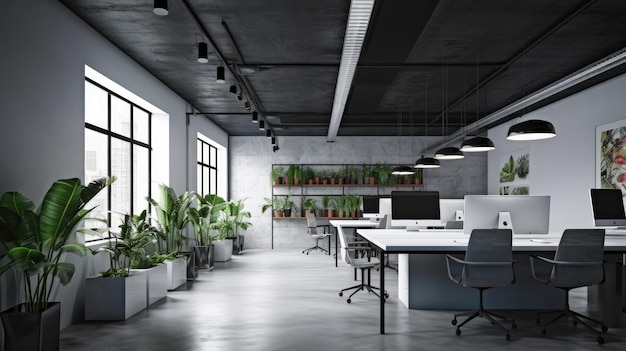 영감을 주는 사무실 인테리어 디자인 미니멀한 스타일 기업 사무실 단순한 아키텍처 생성 AI AIG 31