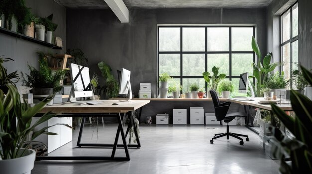 Inspiring office interior design Minimalist style Studio Space featuring Clean lines architecture Generative AI AIG 31