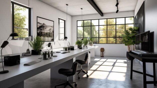 Photo inspiring office interior design minimalist style studio space featuring clean lines architecture generative ai aig 31