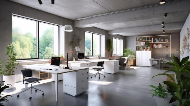 Inspiring office interior design Minimalist style Studio space featuring Clean lines architecture Generative AI AIG 31