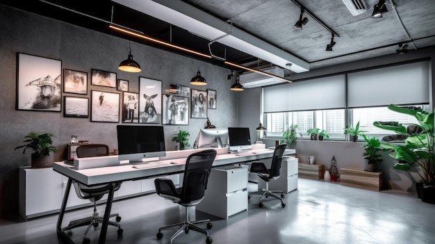 Inspiring office interior design Minimalist style Studio space featuring Clean lines architecture Generative AI AIG 31