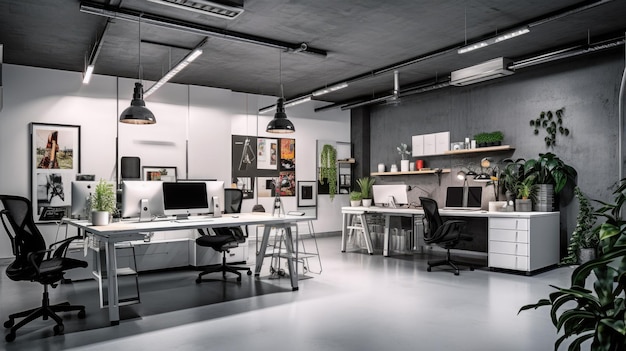 Inspiring office interior design Minimalist style Studio Space featuring Clean lines architecture Generative AI AIG 31