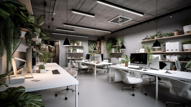 Inspiring office interior design Minimalist style Studio space featuring Clean lines architecture Generative AI AIG 31