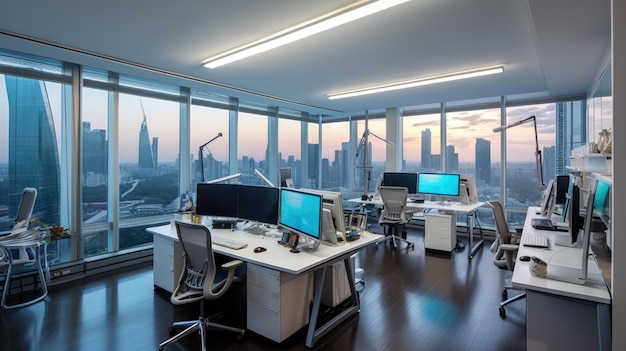 Вдохновляющий дизайн интерьера офиса в современном стиле Генеративный ИИ AIG 31