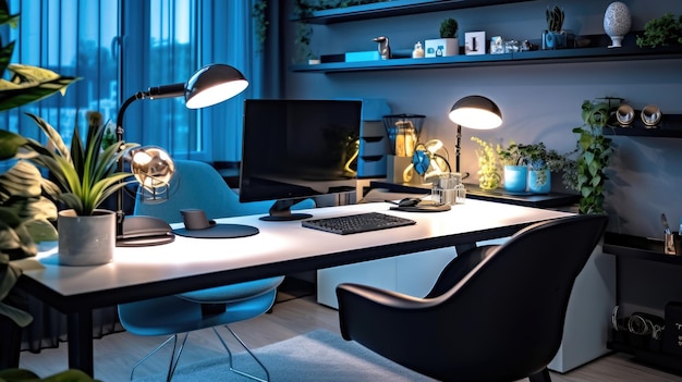 Photo inspiring office interior design modern style generative ai aig 31