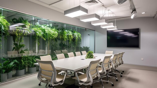 Фото Вдохновляющий дизайн интерьера офиса технологический стиль офис с архитектурой зоны совместной работы генеративный ai aig 31