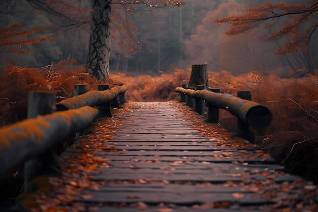 Foto lo stile ispiratore di un tronco solitario su un sentiero di legno