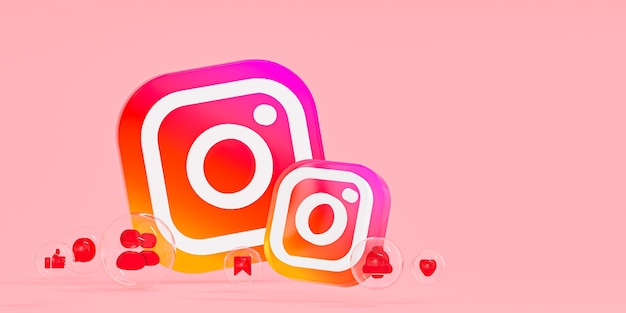 Foto instagram logo ig in vetro acrilico e icone dei social media con spazio di copia