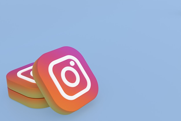 Instagram applicatie logo 3D-rendering op blauwe achtergrond
