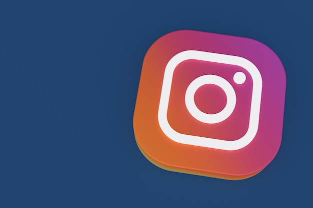 Instagram applicatie logo 3D-rendering op blauwe achtergrond