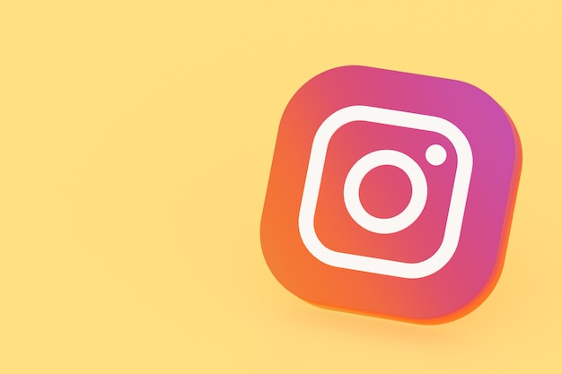 Instagram applicatie logo 3D-rendering op gele achtergrond