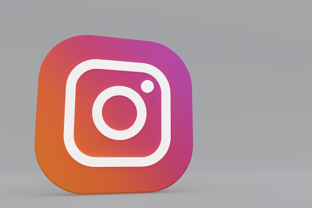 Instagram applicatie logo 3D-rendering op grijze achtergrond