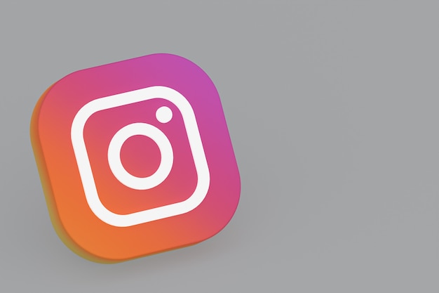 Instagram applicatie logo 3D-rendering op grijze achtergrond