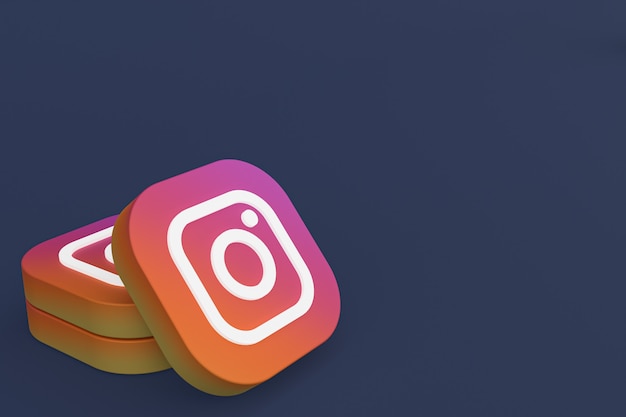 Instagram applicatie logo 3D-rendering op zwarte achtergrond