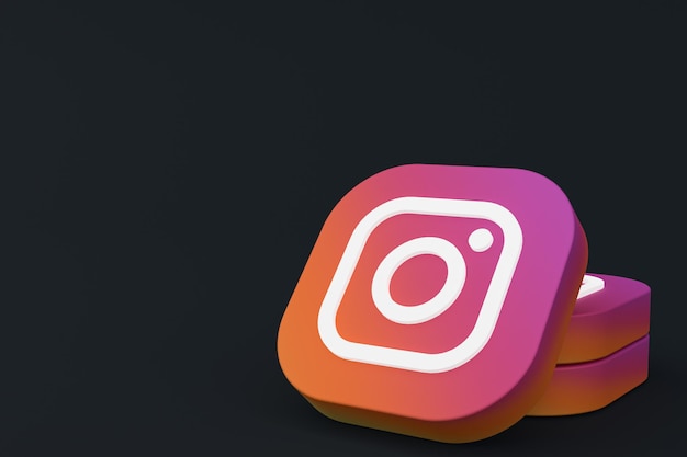 Instagram applicatie logo 3D-rendering op zwarte achtergrond