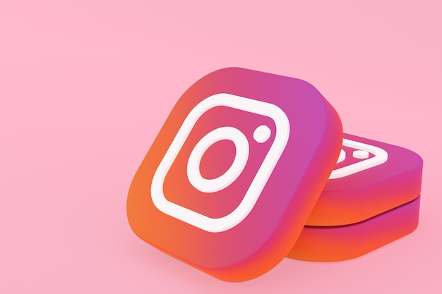 Foto instagram applicatie logo weergave op roze