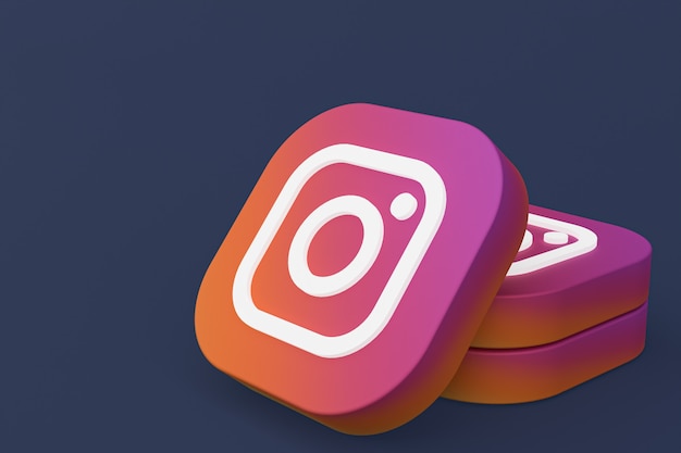 Instagram application logo 3d rendering on Black background