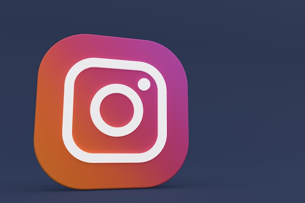 Instagram application logo 3d rendering on Black background