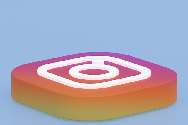 3d-рендеринг логотипа приложения instagram на синем фоне