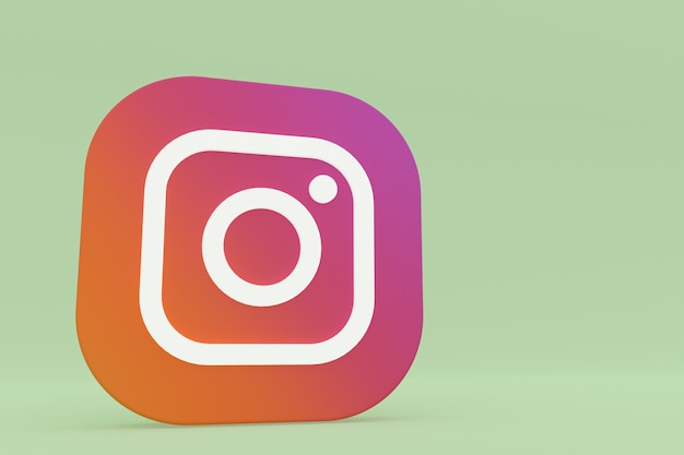 Instagram application logo 3d rendering on green background