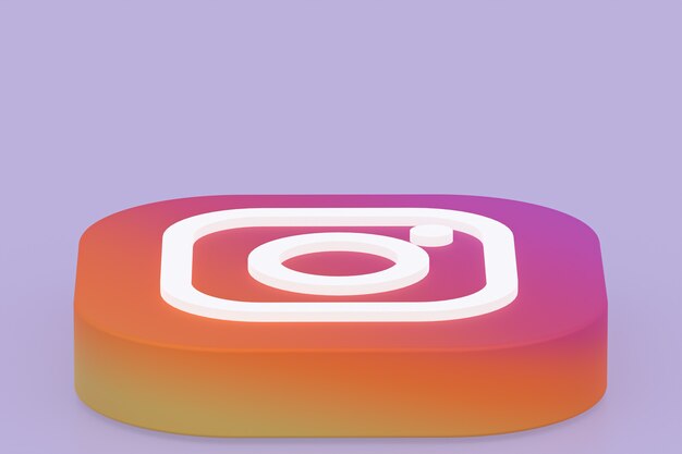 Instagram application logo 3d rendering on Purple background