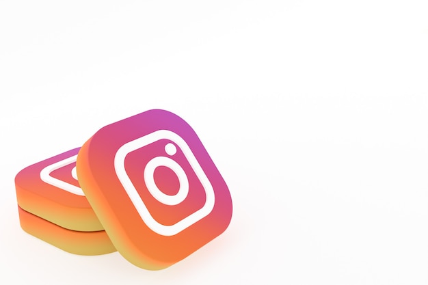 흰색 배경에 Instagram 응용 프로그램 로고 3d 렌더링